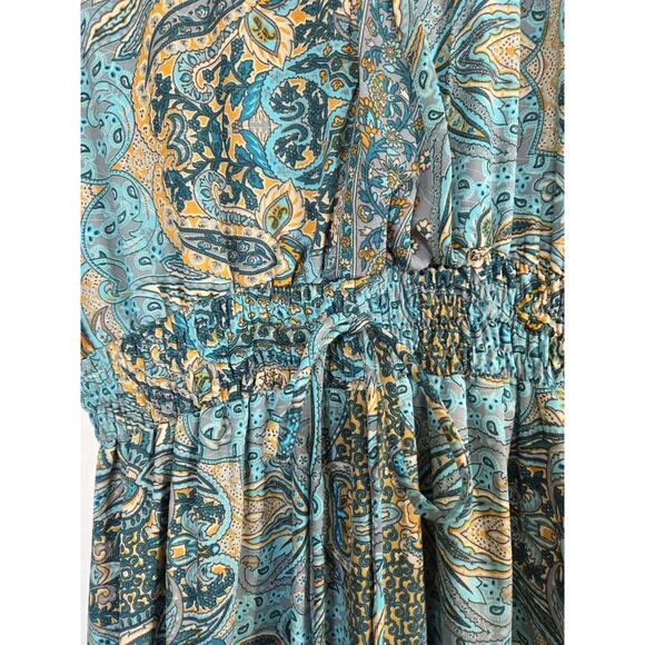 Boemo Anthropologie Green Paisley Ruffle Boho Festival Maxi Dress, Size Small - Picture 5 of 13